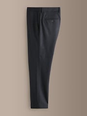 Navy Signature Tailored Fit Motionflex Stretch Tollegno Italian Wool Rich Textured Suit Trousers - Image 9 of 9