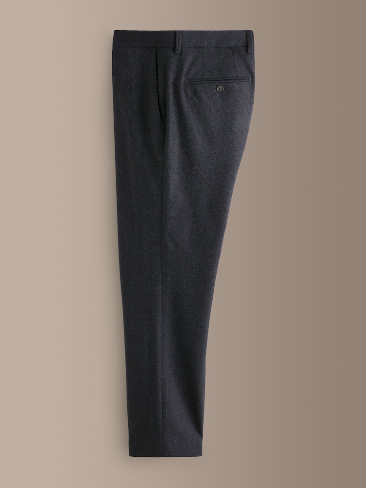 Navy Signature Tailored Fit Motionflex Stretch Tollegno Italian Wool Rich Textured Suit Trousers - Image 9 of 9