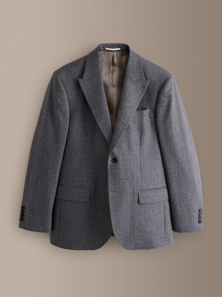 Grey Signature Regular Fit Tollegno Italian Wool Cashmere Blend Textured Suit Jacket - Image 1 of 6 Grey Signature Regular Fit Tollegno Italian Wool Cashmere Blend Textured Suit Jacket - Image 1 of 6