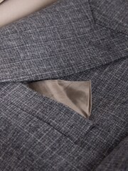 Grey Signature Regular Fit Tollegno Italian Wool Cashmere Blend Textured Suit Jacket - Image 10 of 11