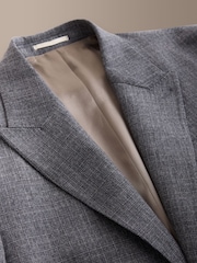 Grey Signature Regular Fit Tollegno Italian Wool Cashmere Blend Textured Suit Jacket - Image 3 of 6