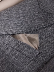 Grey Signature Regular Fit Tollegno Italian Wool Cashmere Blend Textured Suit Jacket - Image 5 of 6