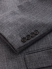 Grey Signature Regular Fit Tollegno Italian Wool Cashmere Blend Textured Suit Jacket - Image 6 of 6