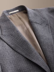 Grey Signature Regular Fit Tollegno Italian Wool Cashmere Blend Textured Suit Jacket - Image 8 of 11