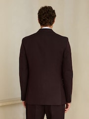 Burgundy Red Slim Fit Wool Blend Flannel Suit Jacket - Image 4 of 11