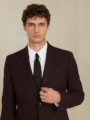 Burgundy Red Slim Fit Wool Blend Flannel Suit Jacket - Image 5 of 11