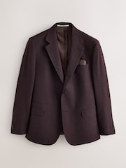 Burgundy Red Slim Fit Wool Blend Flannel Suit Jacket - Image 6 of 11