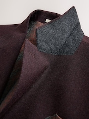 Burgundy Red Slim Fit Wool Blend Flannel Suit Jacket - Image 8 of 11