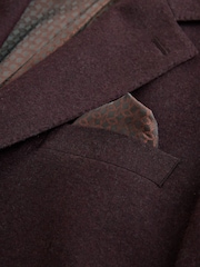 Burgundy Red Slim Fit Wool Blend Flannel Suit Jacket - Image 9 of 11
