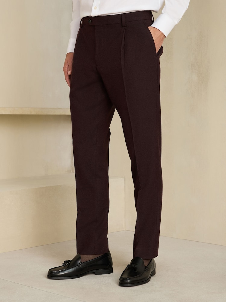 Burgundy Red Slim Fit Wool Blend Flannel Suit Trousers - Image 1 of 9 Burgundy Red Slim Fit Wool Blend Flannel Suit Trousers - Image 1 of 9