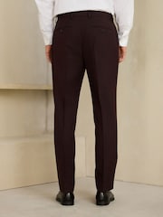 Burgundy Red Slim Fit Wool Blend Flannel Suit Trousers - Image 3 of 9