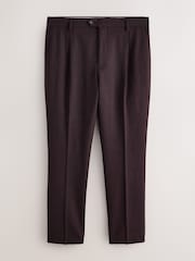 Burgundy Red Slim Fit Wool Blend Flannel Suit Trousers - Image 5 of 9