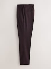 Burgundy Red Slim Fit Wool Blend Flannel Suit Trousers - Image 6 of 9