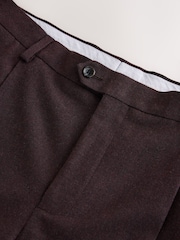 Burgundy Red Slim Fit Wool Blend Flannel Suit Trousers - Image 8 of 9