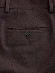 Burgundy Red Slim Fit Wool Blend Flannel Suit Trousers - Image 9 of 9