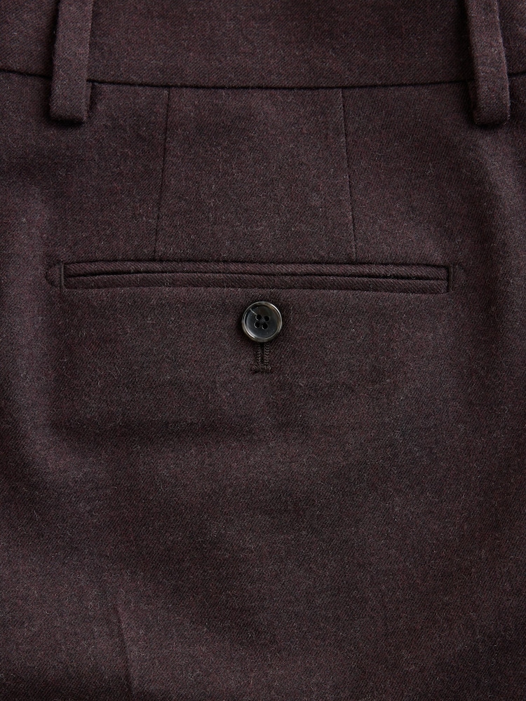 Burgundy Red Slim Fit Wool Blend Flannel Suit Trousers - Image 9 of 9 Burgundy Red Slim Fit Wool Blend Flannel Suit Trousers - Image 9 of 9