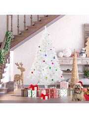 Homcom White 6ft Snow Artificial Christmas Tree With Metal Stand And Decoration - Image 3 of 6