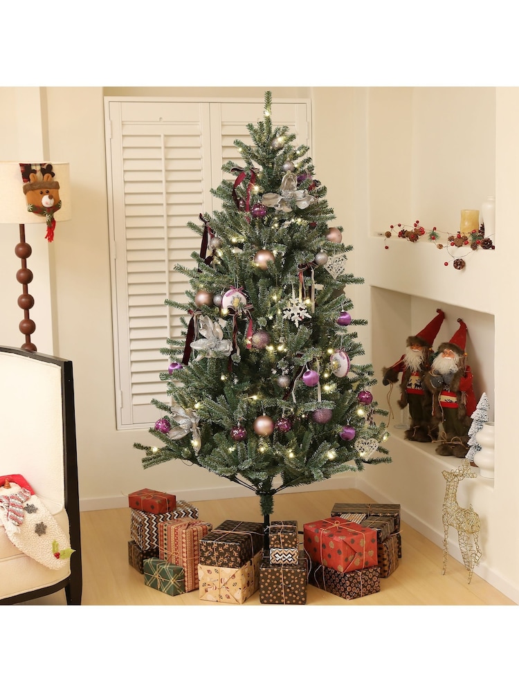 Homcom Green 6Ft Prelit Artificial Christmas Tree With Led Lights And Purple Ornaments - Image 1 of 6 Homcom Green 6Ft Prelit Artificial Christmas Tree With Led Lights And Purple Ornaments - Image 1 of 6