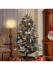Homcom Green 6Ft Prelit Artificial Christmas Tree With Led Lights And Purple Ornaments - Image 2 of 6