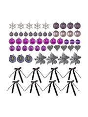 Homcom Green 6Ft Prelit Artificial Christmas Tree With Led Lights And Purple Ornaments - Image 3 of 6