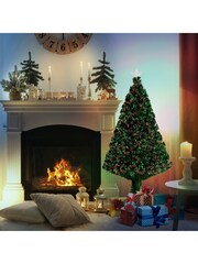 Homcom Green 4ft Prelit Artificial Christmas Tree With Metal Base - Image 2 of 6