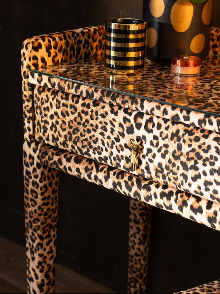 Leopard Love Velvet Starlet Console Dressing Table and Stool - Image 2 of 10