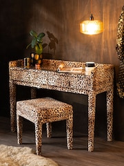 Leopard Love Velvet Starlet Console Dressing Table and Stool - Image 4 of 10