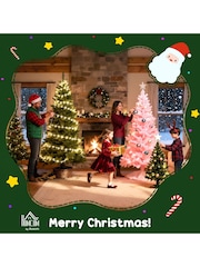 Homcom White/Green 6ft Light Prelit Artificial Christmas Tree With 230 LEDs and Sstar Topper - Image 3 of 6