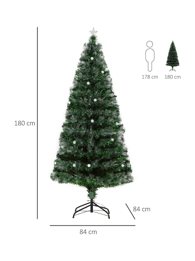 Homcom White/Green 6ft Light Prelit Artificial Christmas Tree With 230 LEDs and Sstar Topper - Image 6 of 6 Homcom White/Green 6ft Light Prelit Artificial Christmas Tree With 230 LEDs and Sstar Topper - Image 6 of 6