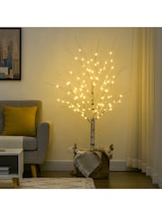 Homcom White 5ft Birch Christmas Tree With 72 Warm LED Lights - Image 2 of 6