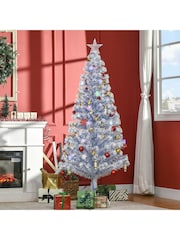 Homcom White/Blue 6ft Prelit Fibre Optic Artificial Christmas Tree With 26 Led Lights - Image 1 of 6