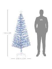 Homcom White/Blue 6ft Prelit Fibre Optic Artificial Christmas Tree With 26 Led Lights - Image 3 of 6