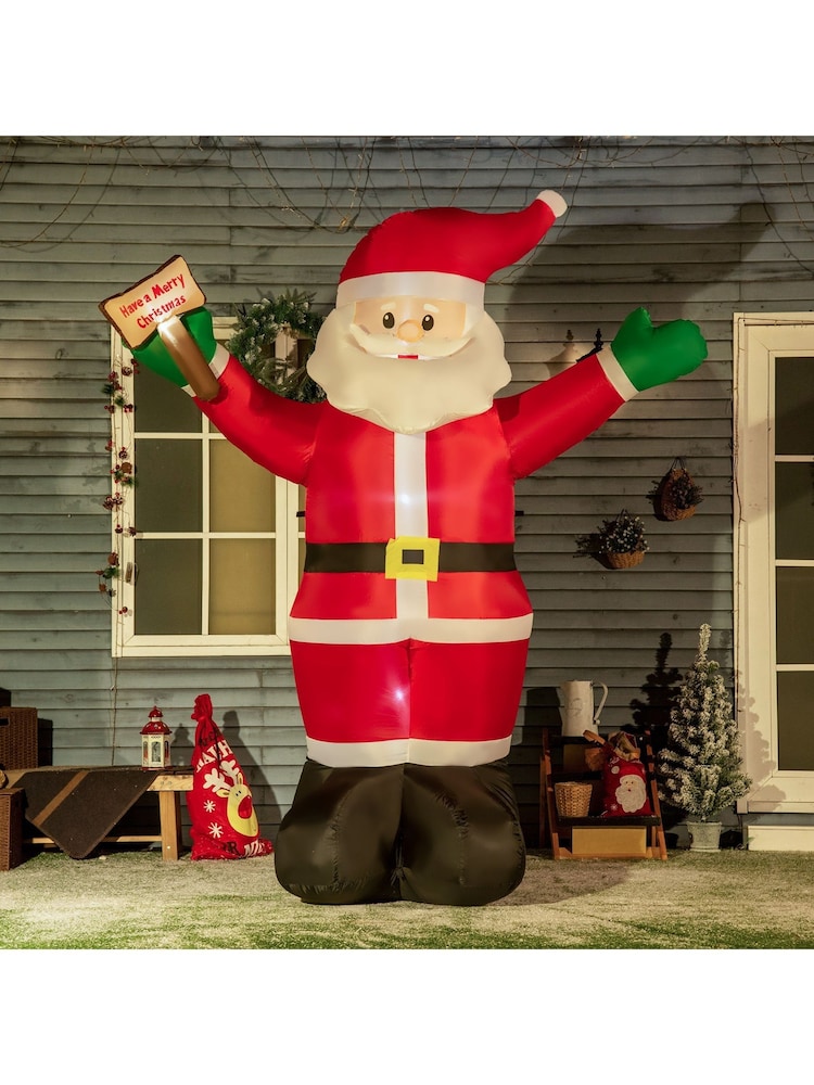 Outsunny Red 8Ft Inflatable Santa Claus Holding Light Sign Of Blessings Outdoor Decoration - Image 1 of 6 Outsunny Red 8Ft Inflatable Santa Claus Holding Light Sign Of Blessings Outdoor Decoration - Image 1 of 6