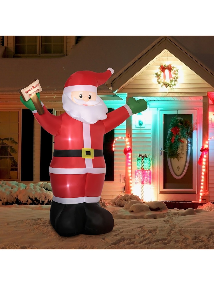 Outsunny Red 8Ft Inflatable Santa Claus Holding Light Sign Of Blessings Outdoor Decoration - Image 2 of 6 Outsunny Red 8Ft Inflatable Santa Claus Holding Light Sign Of Blessings Outdoor Decoration - Image 2 of 6