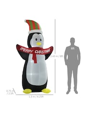 Homcom White 243Cm Inflatable Penguin Holding Merry Christmas Banner With Led Lights - Image 3 of 6