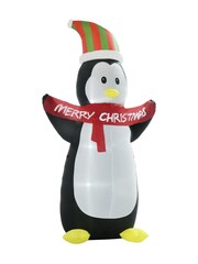 Homcom White 243Cm Inflatable Penguin Holding Merry Christmas Banner With Led Lights - Image 5 of 6
