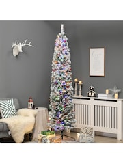 Homcom Green 7.5ft Artificial Christmas Tree With Flocked Tips and LED Lights - Image 2 of 6