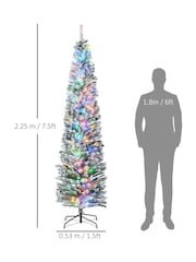 Homcom Green 7.5ft Artificial Christmas Tree With Flocked Tips and LED Lights - Image 3 of 6