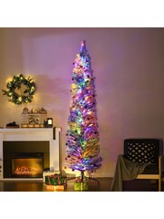 Homcom Green 7.5ft Artificial Christmas Tree With Flocked Tips and LED Lights - Image 6 of 6
