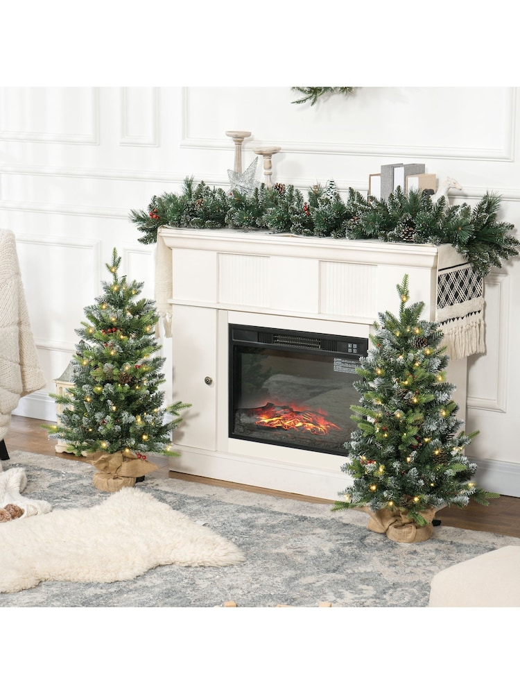 Homcom Set of 2 Green Ft Prelit Tabletop Christmas Trees With Led Lights - Image 2 of 6