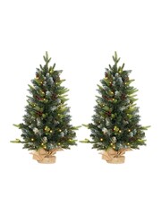 Homcom Set of 2 Green Ft Prelit Tabletop Christmas Trees With Led Lights - Image 4 of 6