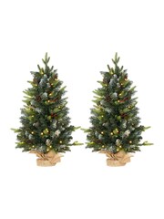 Homcom Set of 2 Green Ft Prelit Tabletop Christmas Trees With Led Lights - Image 5 of 6