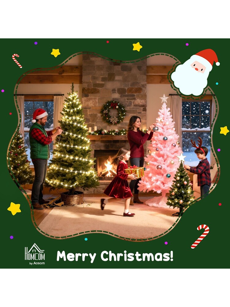 Homcom Set of 2 Green Ft Prelit Tabletop Christmas Trees With Led Lights - Image 6 of 6