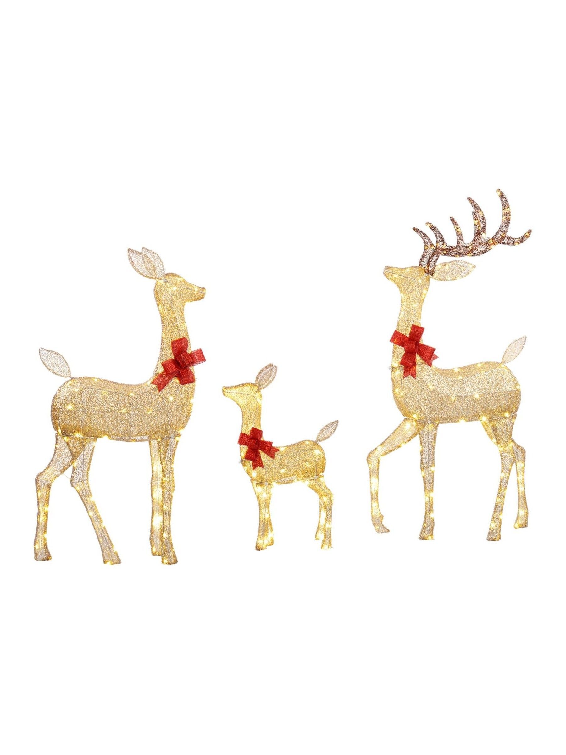 Buy Outsunny 3 Piece White Outdoor Lighted Reindeer Christmas