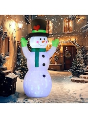 Outsunny White 10ft Inflatable Snowman Christmas Decoration With Accessories - Image 1 of 6