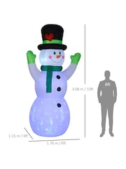 Outsunny White 10ft Inflatable Snowman Christmas Decoration With Accessories - Image 3 of 6