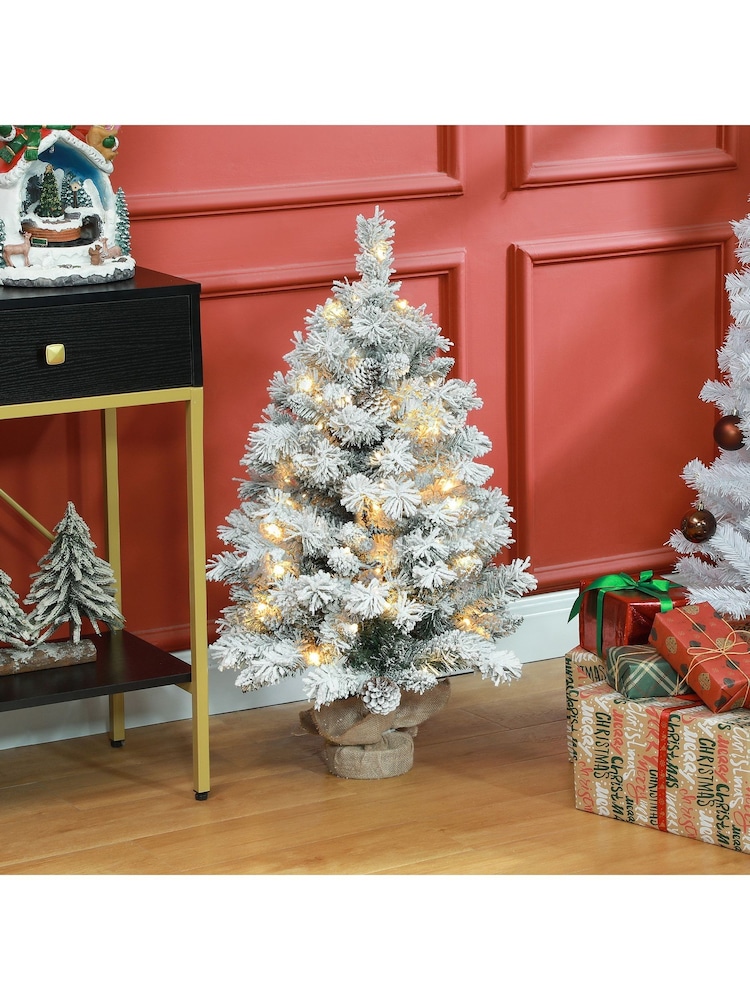 Homcom Set of 2 Green 3Ft Prelit Tabletop Christmas Trees With Led Lights - Image 1 of 6 Homcom Set of 2 Green 3Ft Prelit Tabletop Christmas Trees With Led Lights - Image 1 of 6