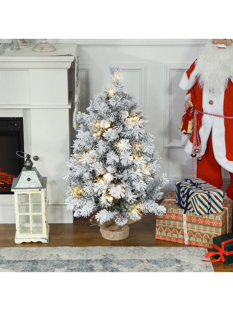 Homcom Set of 2 Green 3Ft Prelit Tabletop Christmas Trees With Led Lights - Image 2 of 6 Homcom Set of 2 Green 3Ft Prelit Tabletop Christmas Trees With Led Lights - Image 2 of 6