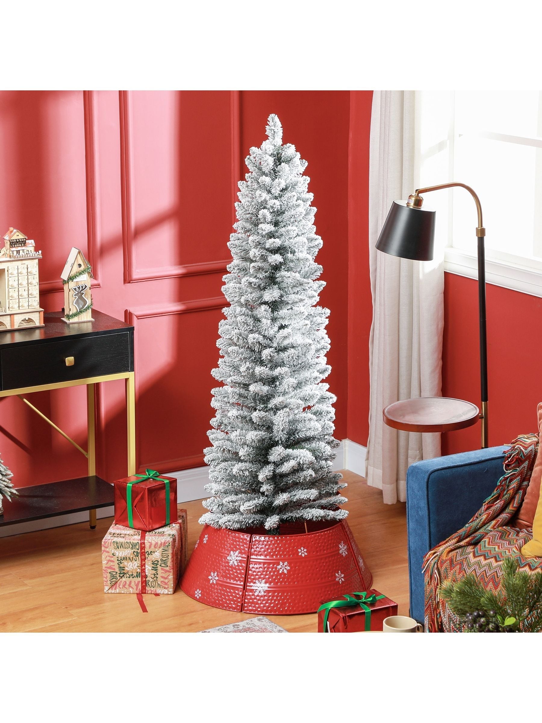 Everglow 5ft Pencil Artificial Christmas Tree - Flocked - Image 11