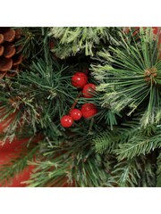 Homcom White Flocked Christmas Wreath With Led Lights Pinecone And Berries - Image 6 of 6